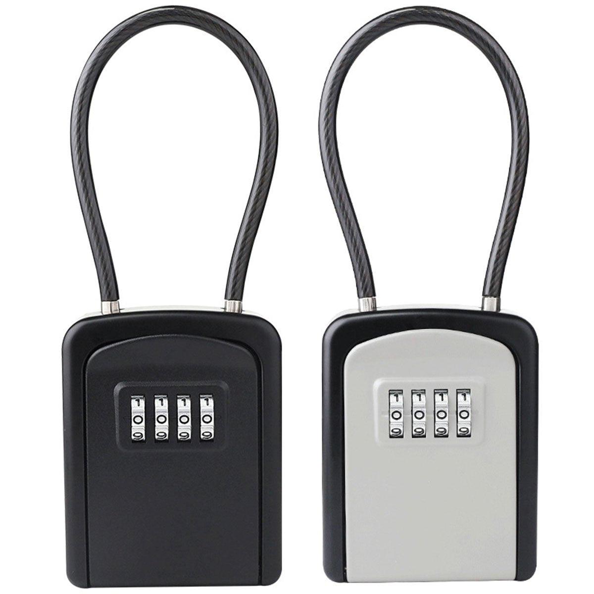 Portable Key Lock Box Hanging Combination Storage Organizer for Home Security - Black