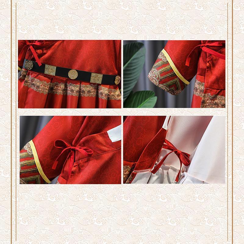 Red Hanfu Boys Girl Traditional Chinese Dress Ancient Style Performance Costume - 140CM