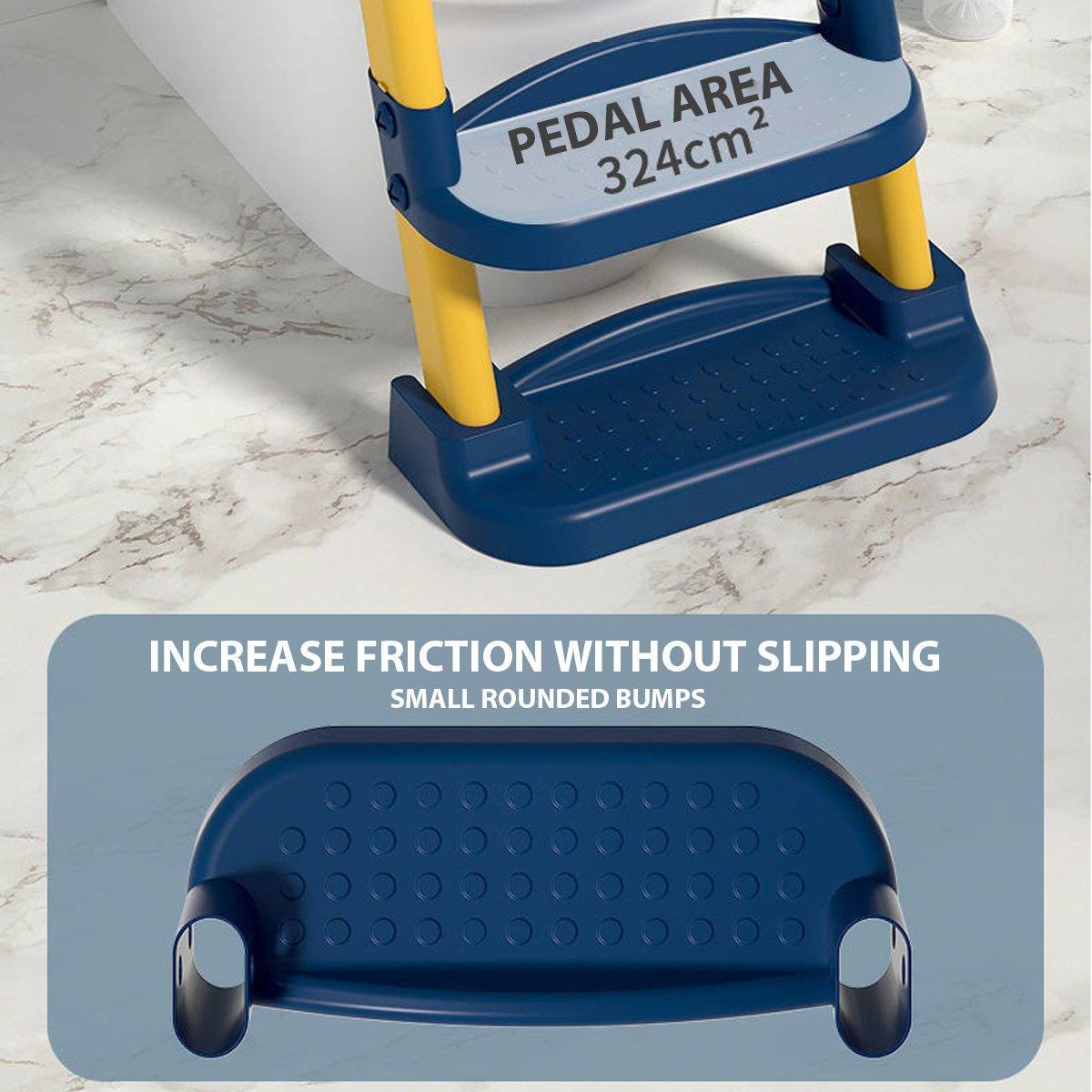 Potty Training Toilet Seat Chair with Ladder Step-Up Stool Foldable Design - Sky Blue