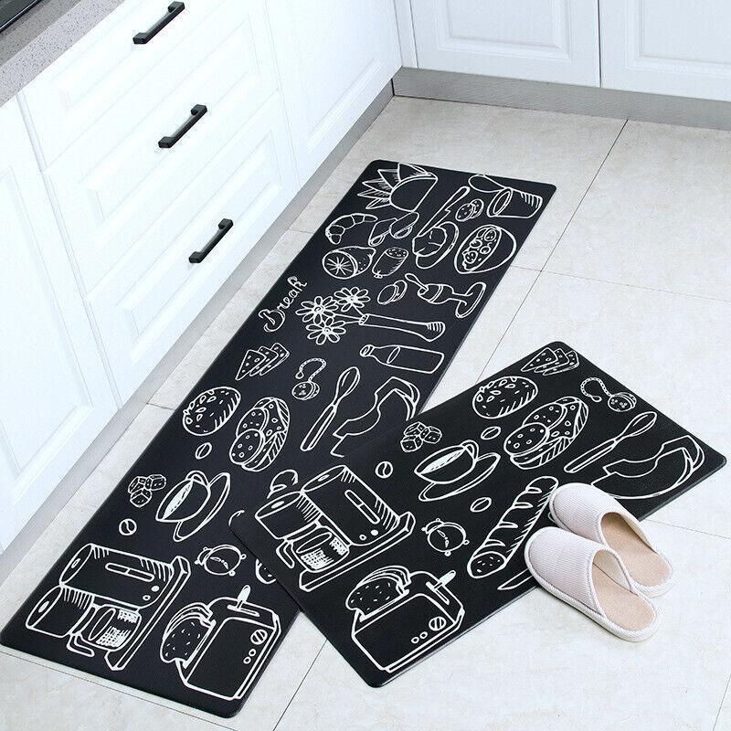 45x180cm Kitchen Mat Non-Slip Waterproof Pvc Floor Rug Carpet Anti-Oil Easy Clean - Leaf