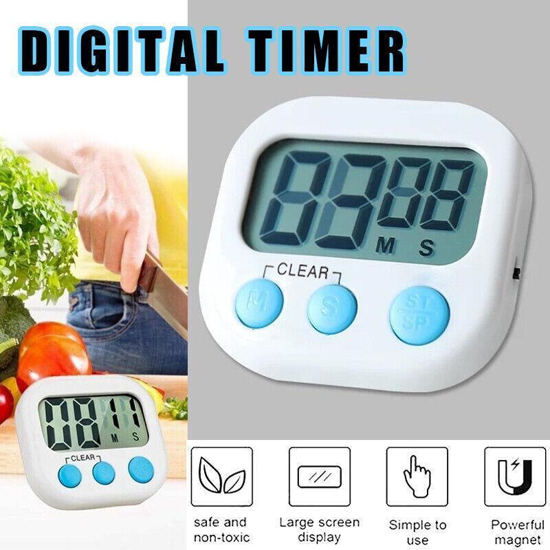 Kitchen Timer with Large LCD Display Screen and Back Mount Countdown Alarm