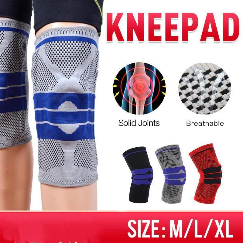 Knee Support Pads Brace Protector Full Gel Sports Joint Medial Gym Patella Strap Black - XL