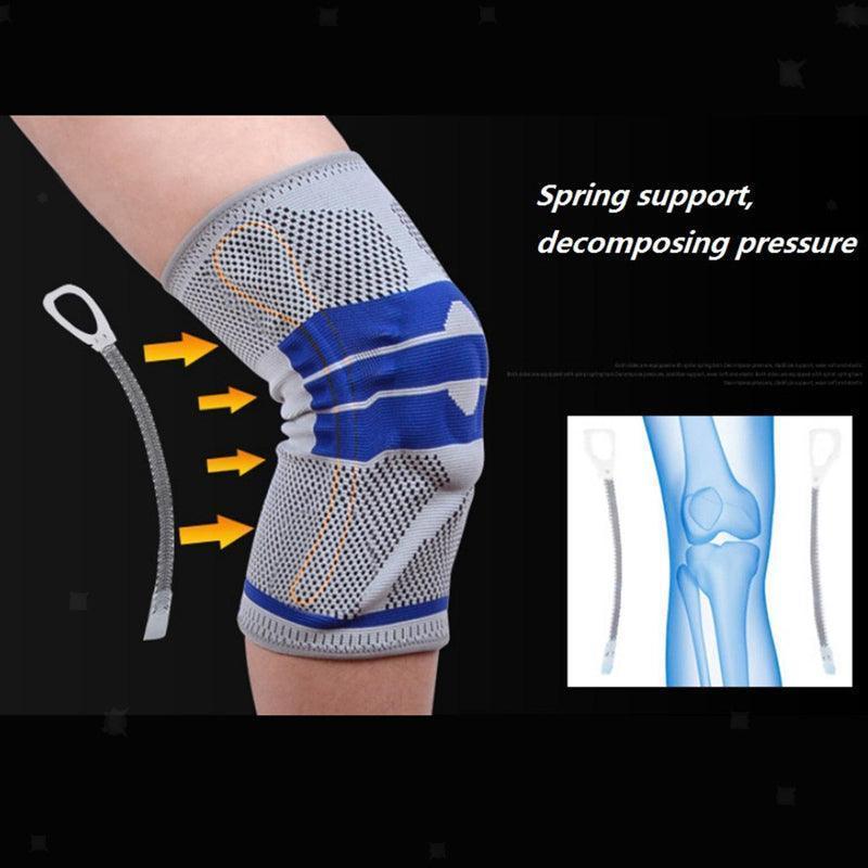 Knee Support Pads Brace Protector Full Gel Sports Joint Medial Gym Patella Strap Black - XL