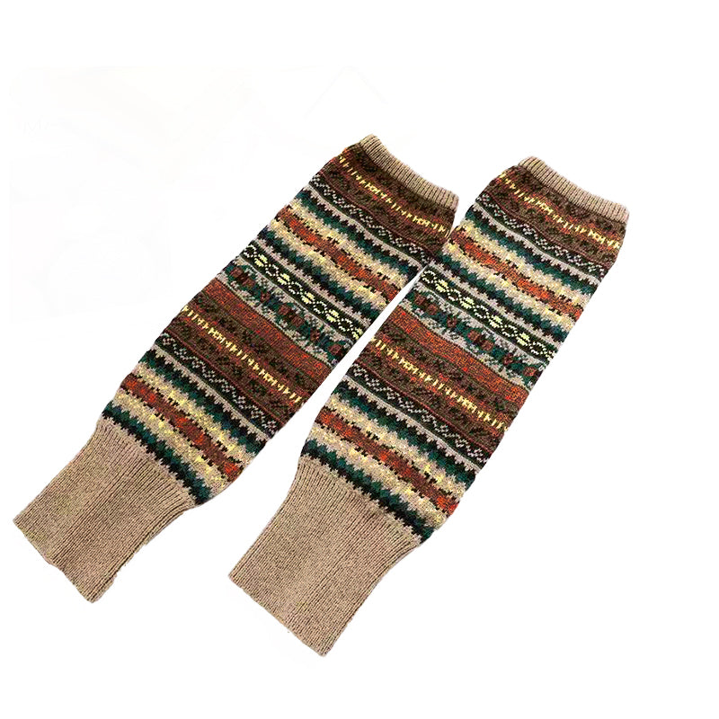 Women Ladies Winter Warm Knit Wool Leg Warmer Woolen Knee Knit Socks Leggings - Black