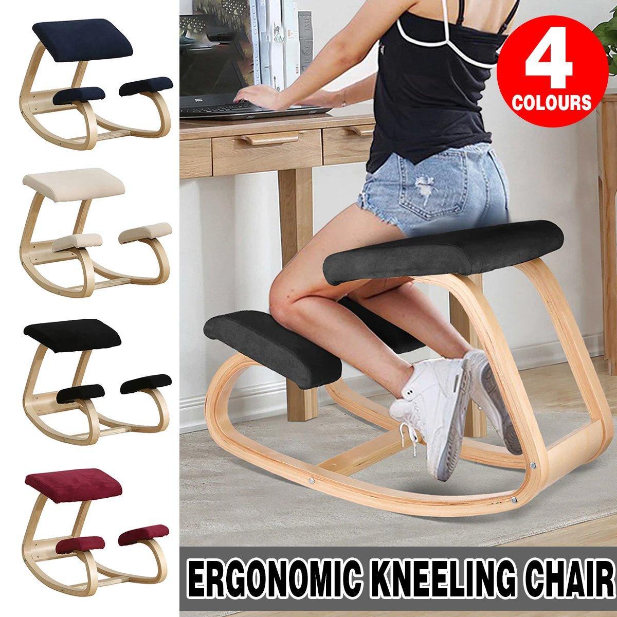 Ergonomic Kneeling Chair Rocking Office Desk Stool Upright Posture Support Seat - Dark Blue