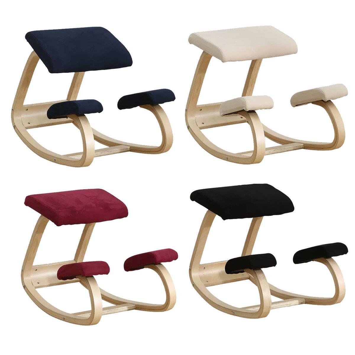 Ergonomic Kneeling Chair Rocking Office Desk Stool Upright Posture Support Seat - Beige