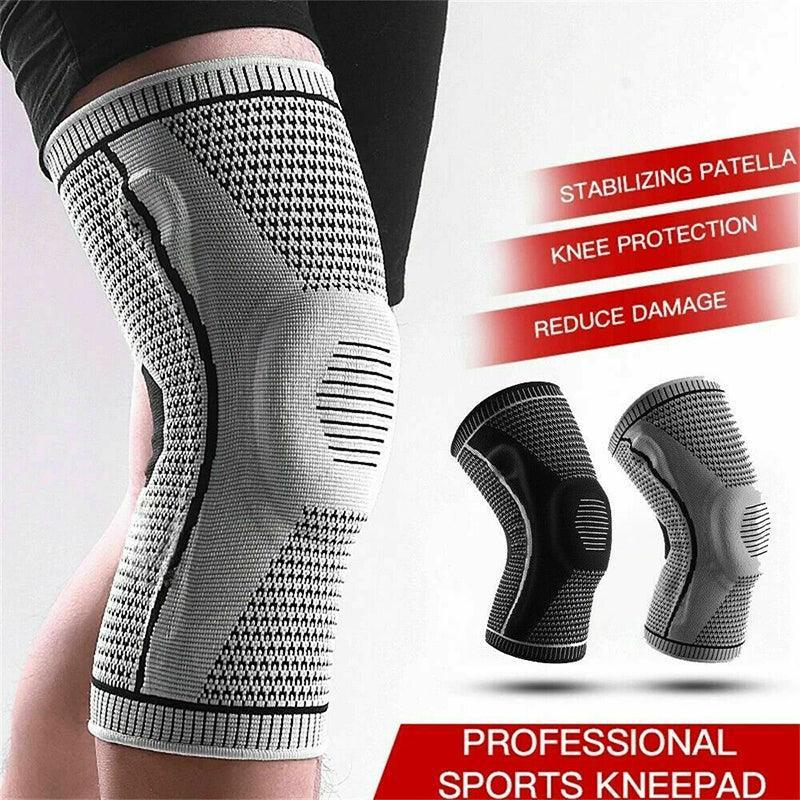 Black Knee Brace Knee Compression Sleeve Professional Sports Silicone Knee Support - XL