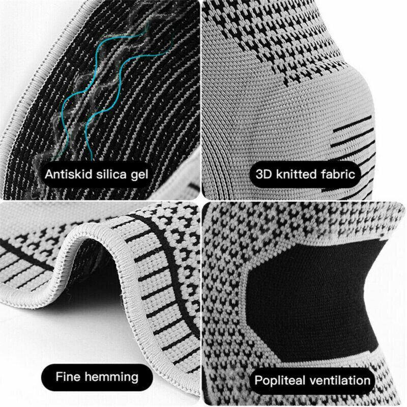 Blue Knee Brace Knee Compression Sleeve Professional Sports Silicone Knee Support - L