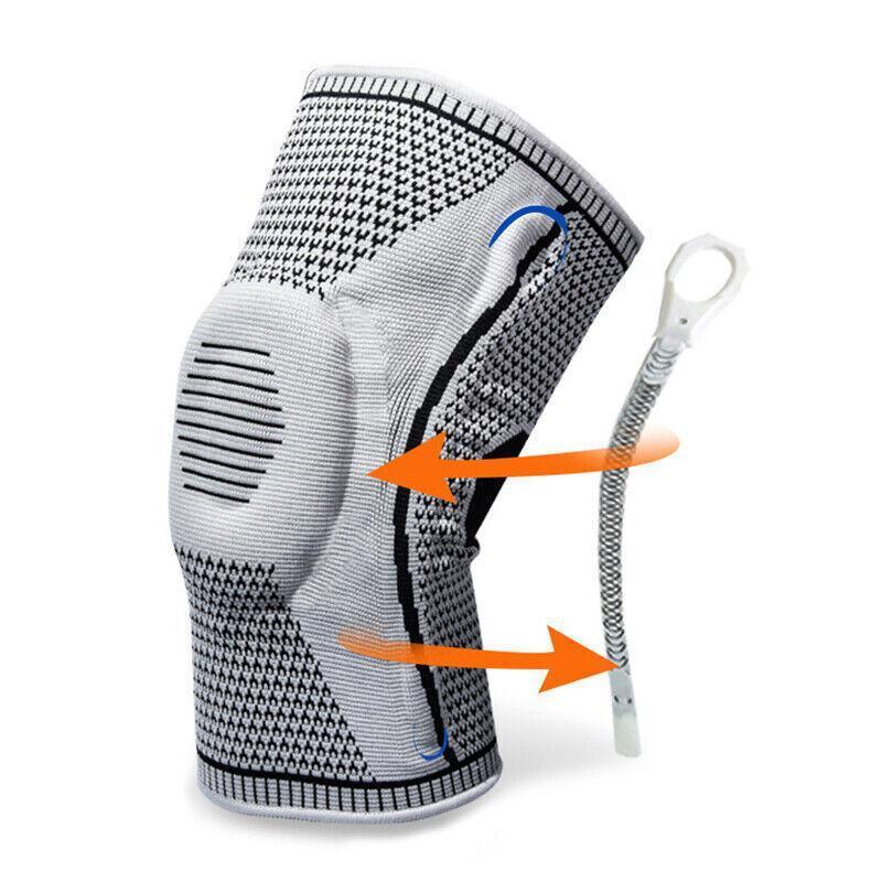 Grey Knee Brace Knee Compression Sleeve Professional Sports Silicone Knee Support - XL