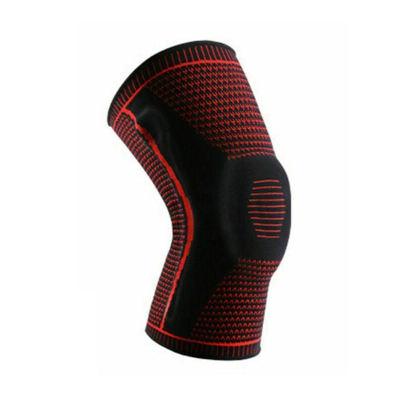 Red Knee Brace Knee Compression Sleeve Professional Sports Silicone Knee Support - XL