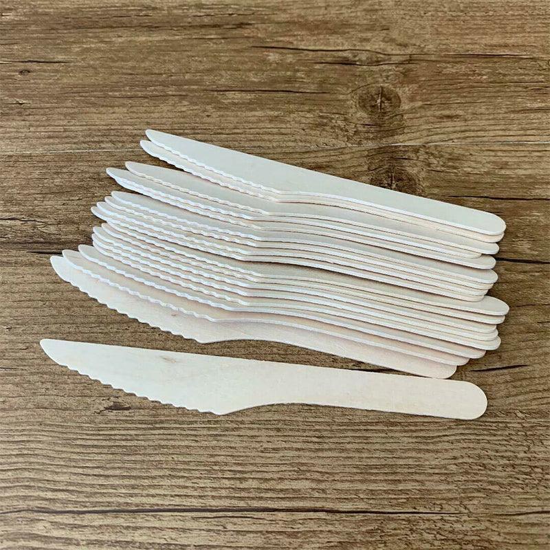 Wooden Cutlery Set Disposable Bamboo Wood Bulk Buy Forks Spoons Knives Party - 100PCS Knives