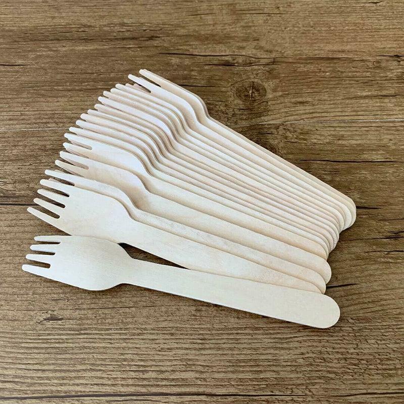 Wooden Cutlery Set Disposable Bamboo Wood Bulk Buy Forks Spoons Knives Party - 100PCS Knives