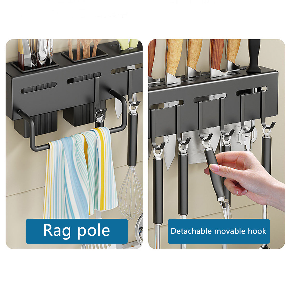 Stainless Steel Kitchen Utensil Storage Rack Organiser Knife Pan Holder Shelves