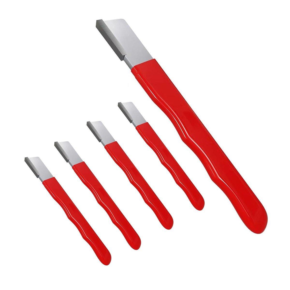 5pcs Handheld Garden Tool Knife Sharpener Quick Pocket Blade Carbide Sharpener - Red