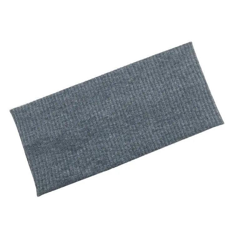 Women Headband Solid Wide Turban Knitted Cotton Hairband Girls Elastic Hair Band - Navy