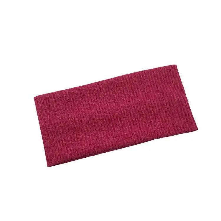 Women Headband Solid Wide Turban Knitted Cotton Hairband Girls Elastic Hair Band - Navy