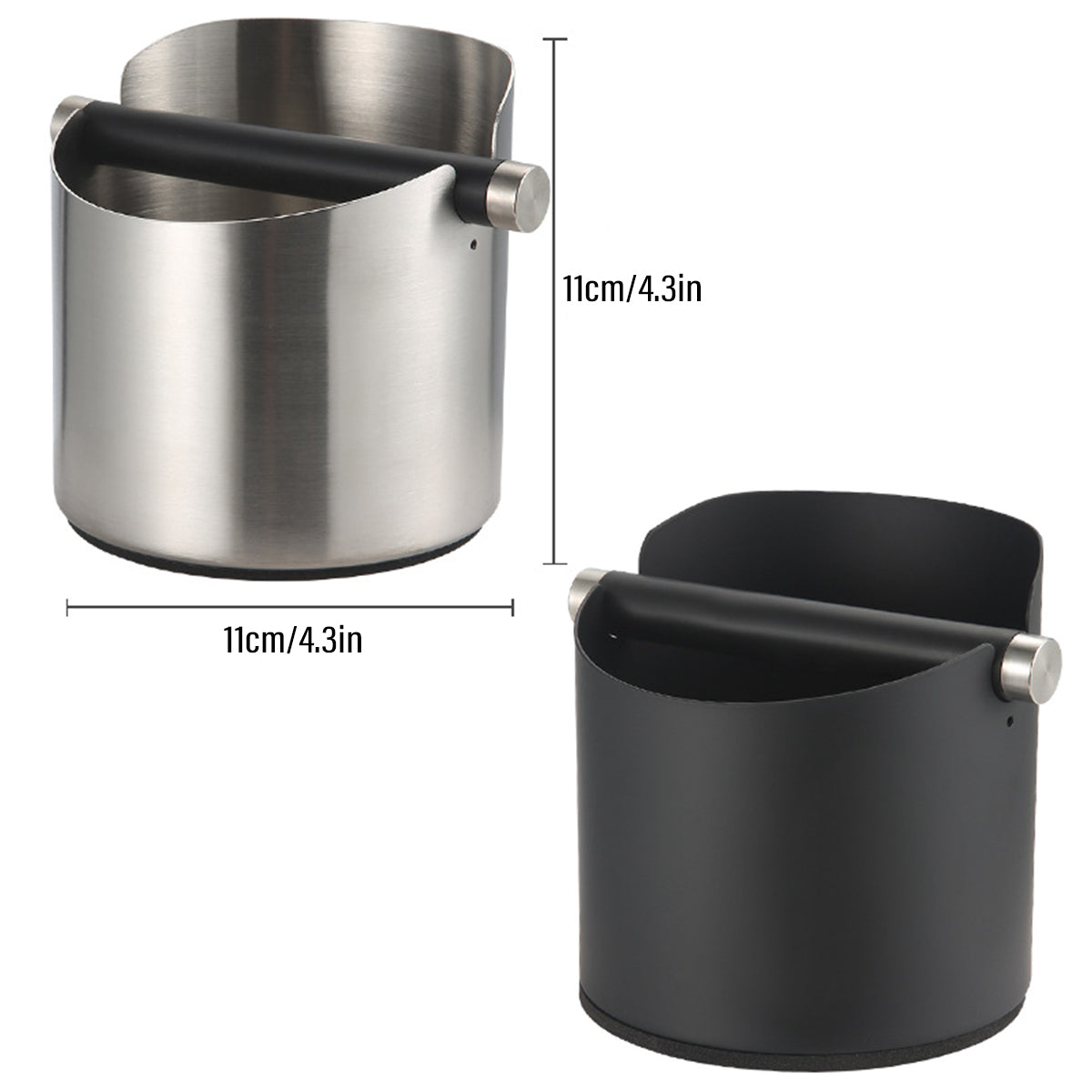 Stainless Steel Coffee Grounds Knock Box Round Tap Bucket for Household Espresso - Black