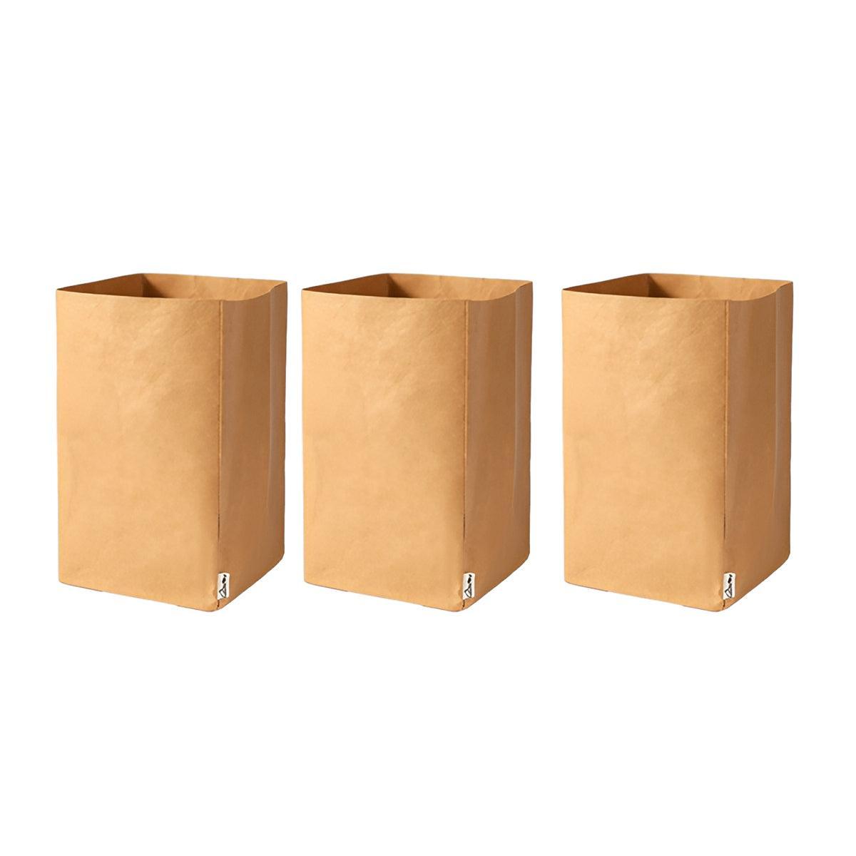 3pcs Washable Kraft Paper Storage Bag for Kitchen Desktop Refrigerator Organizer - L-Square