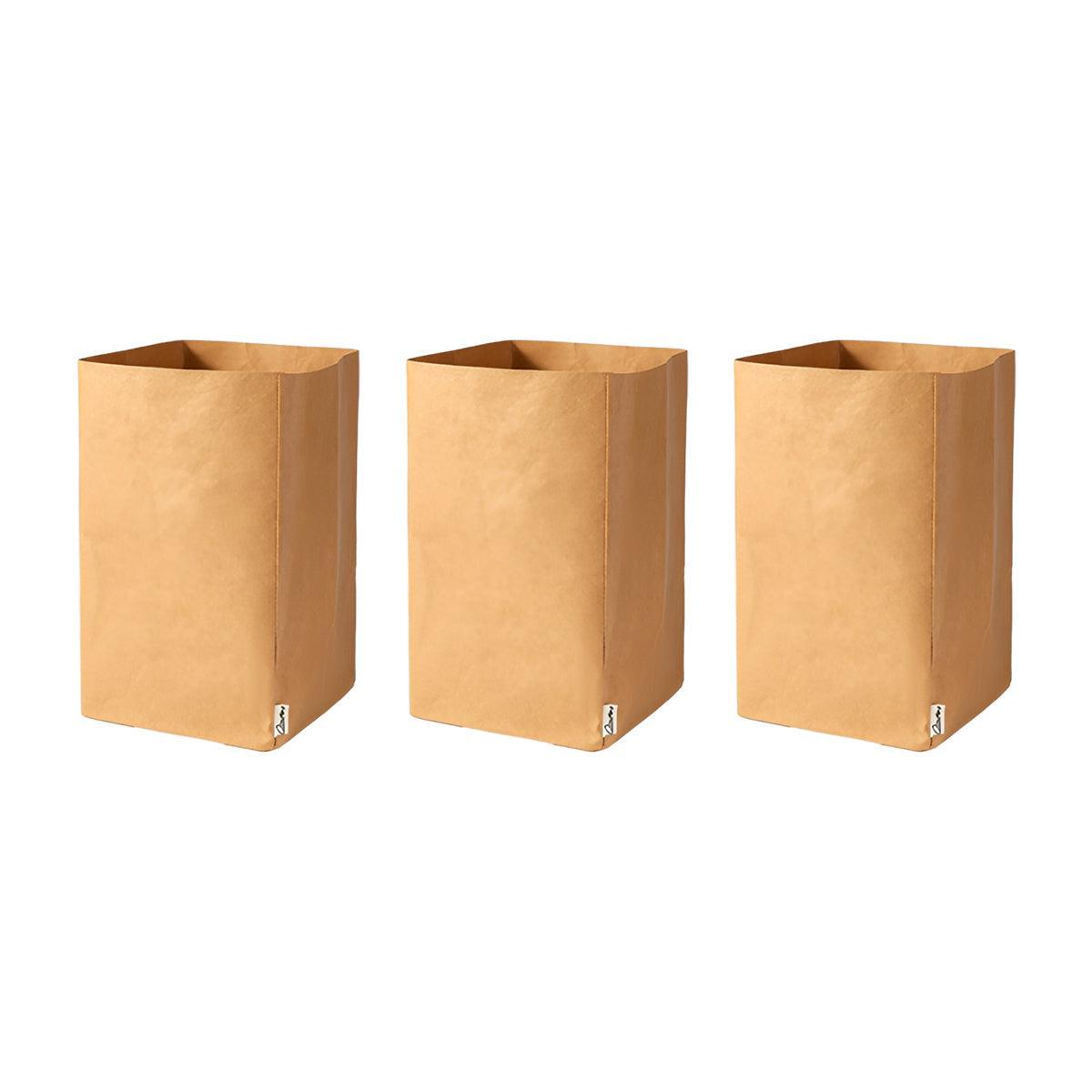 3pcs Washable Kraft Paper Storage Bag for Kitchen Desktop Refrigerator Organizer - XL-Square