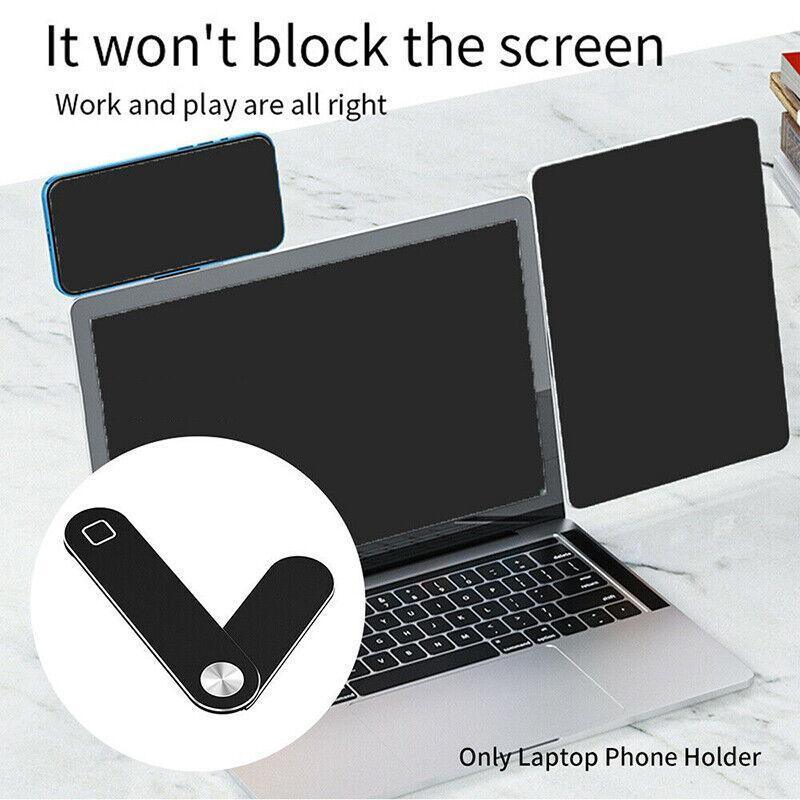 Side Mount Clip Phone Holder for Laptop Adjustable Portable Screen Bracket - Black