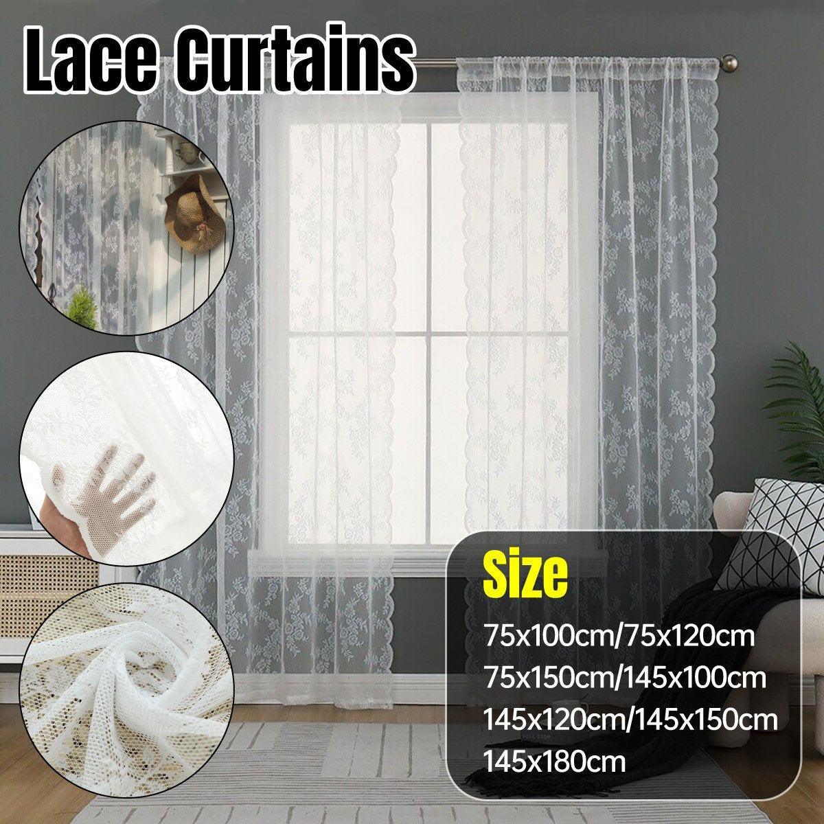 Elegant Lace Curtain Bedroom Window Door Screen Privacy Window Decor - 145*150cm