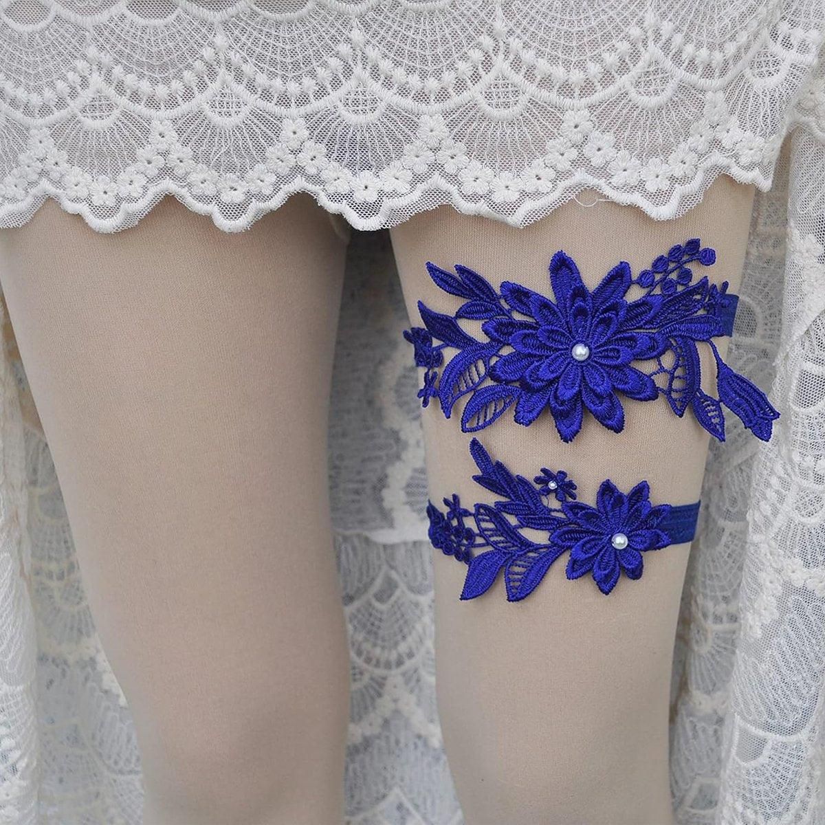4-Piece Blue Lace Bridal Garter Set