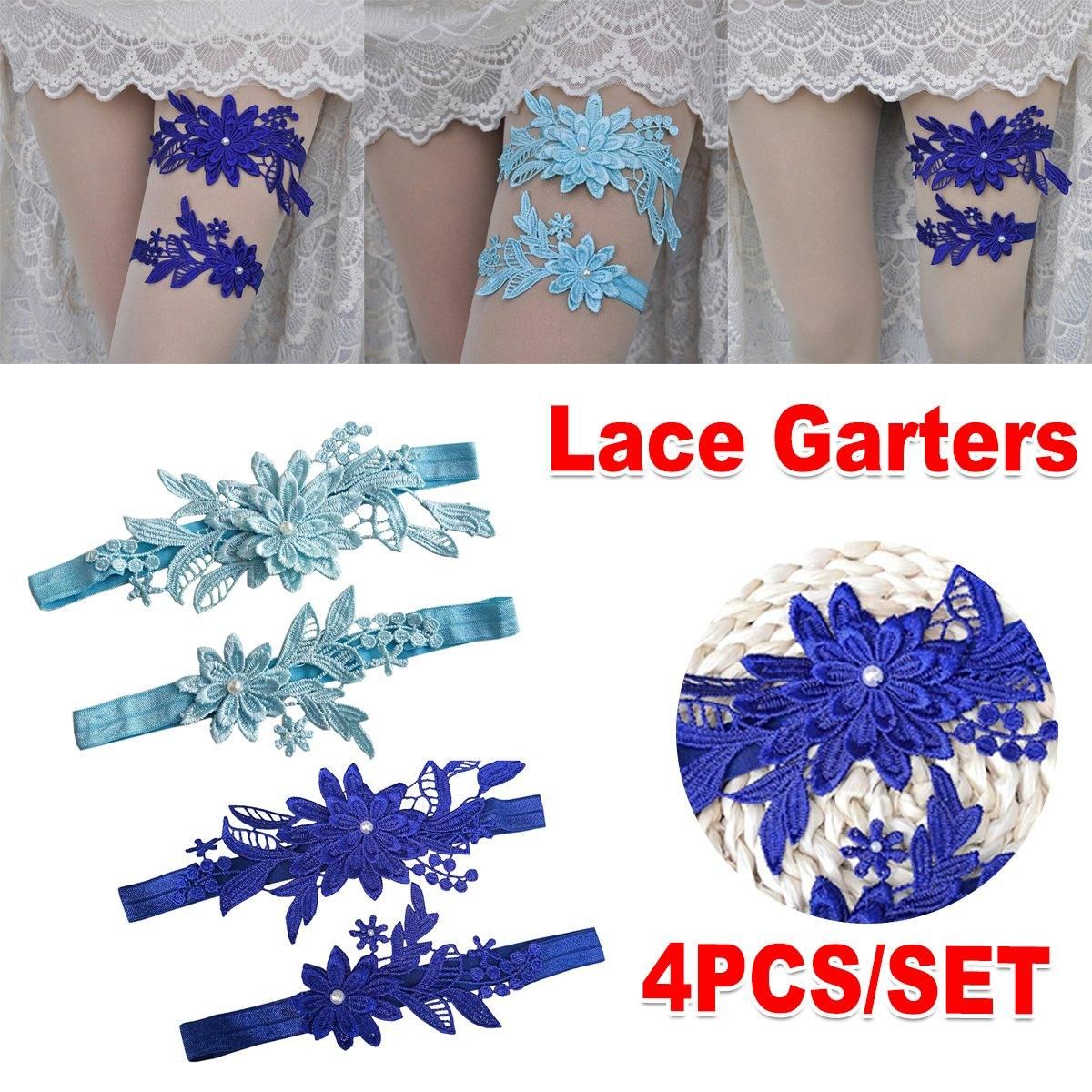 4-Piece Blue Lace Bridal Garter Set