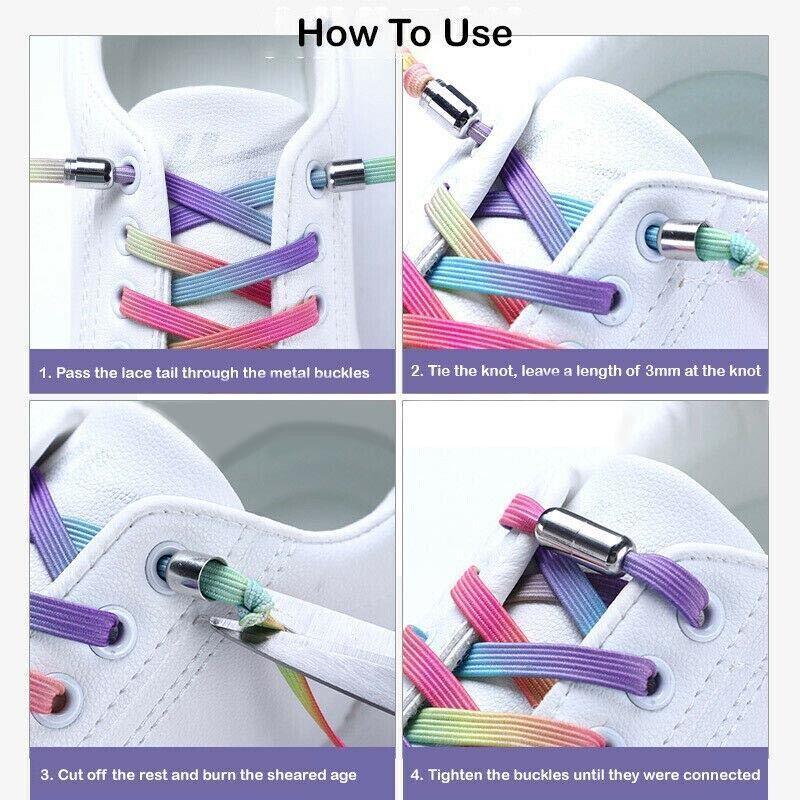 No Tie Locked Elastic Shoelace Shoe Lace Lazy Laces Sneakers Sports - NO.15 Snow