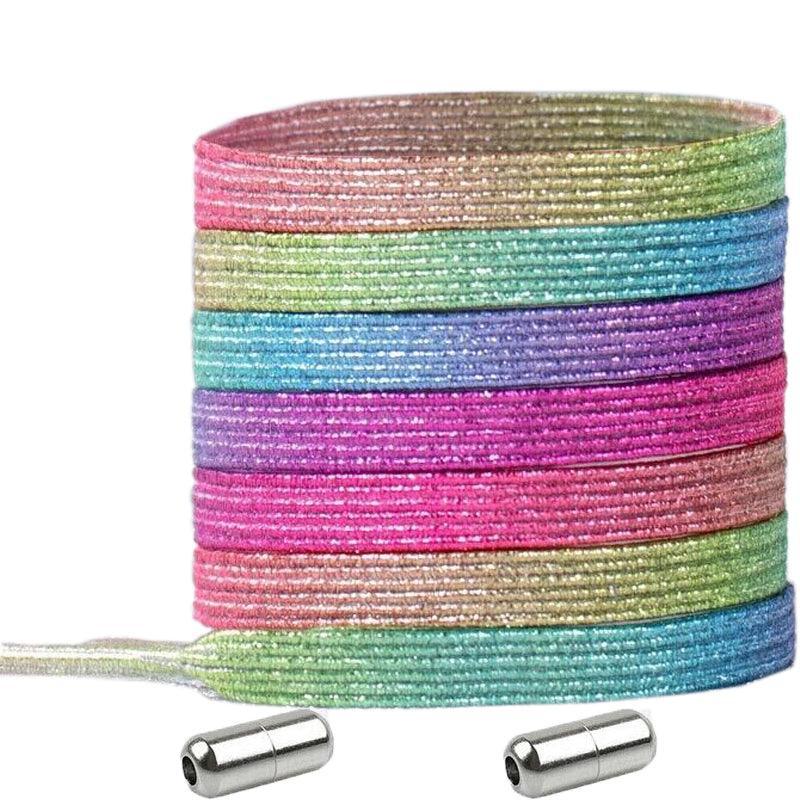 No Tie Locked Elastic Shoelace Shoe Lace Lazy Laces Sneakers Sports - NO.18 Glitter Pink