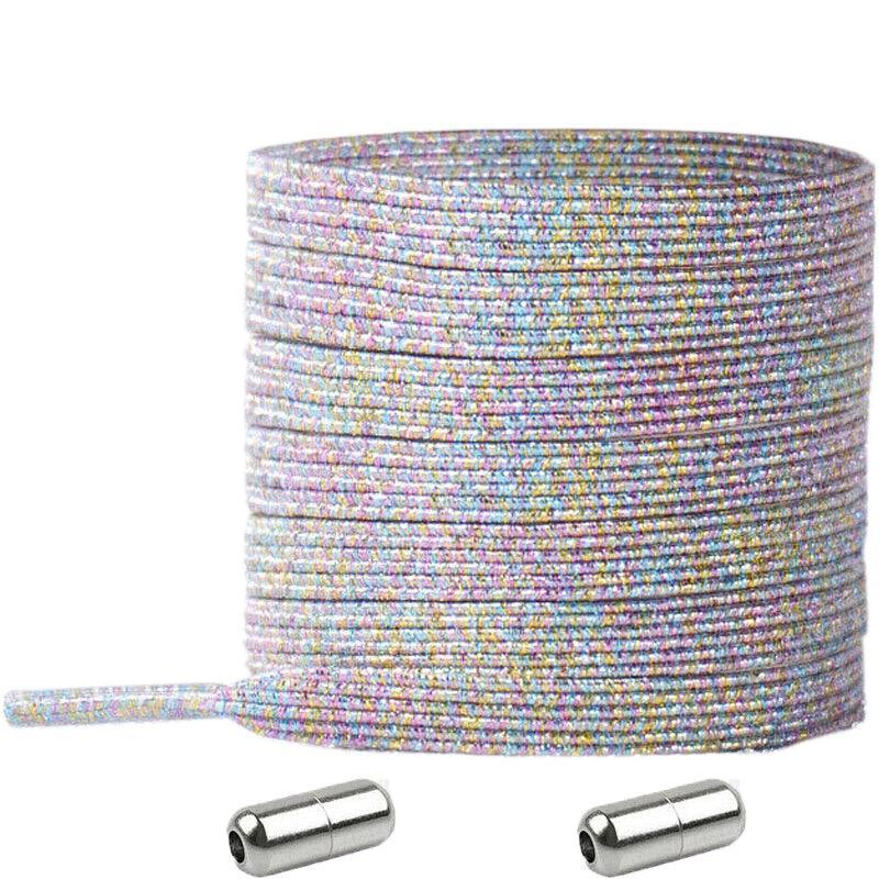 No Tie Locked Elastic Shoelace Shoe Lace Lazy Laces Sneakers Sports - NO.19 Glitter Yellow