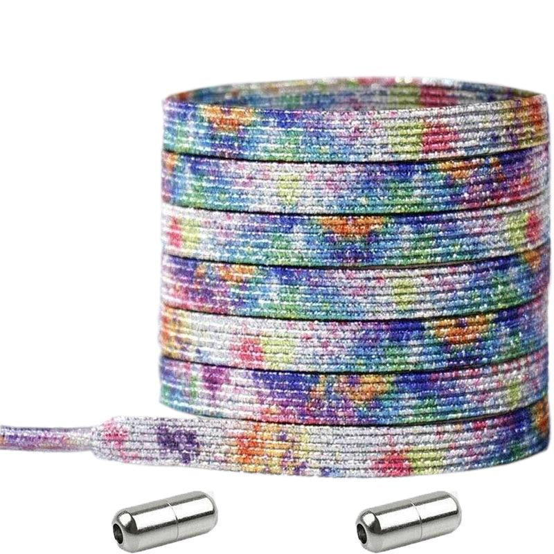 No Tie Locked Elastic Shoelace Shoe Lace Lazy Laces Sneakers Sports - NO.12 Glitter Dark