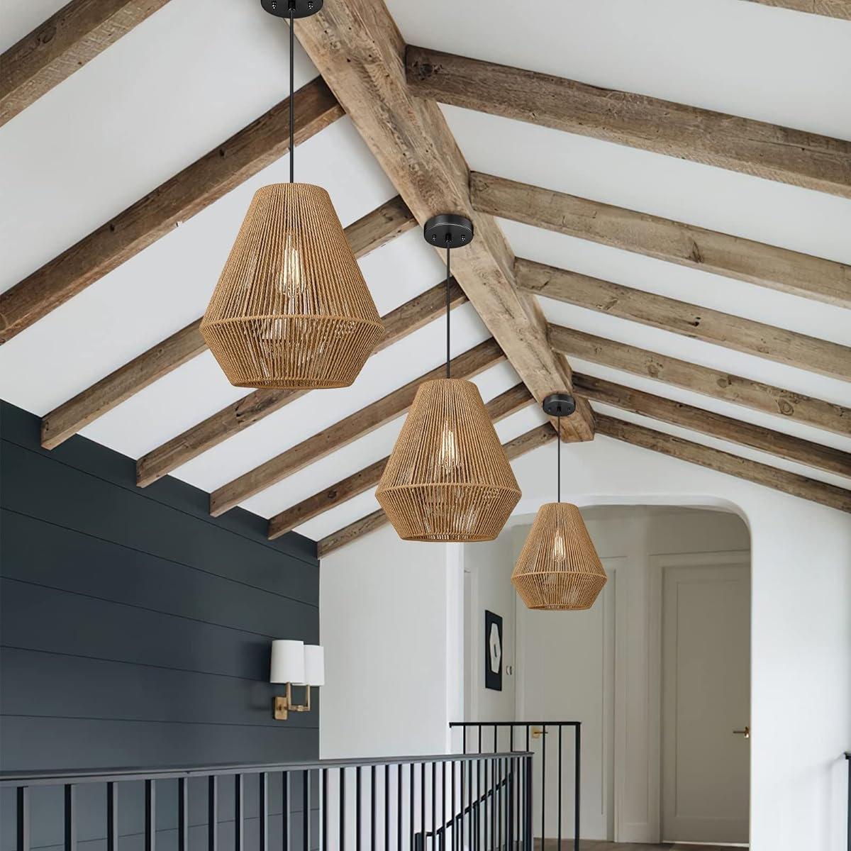 Braided Paper Rope Lampshade Chandelier Hanging Decoration for Lighting Decor