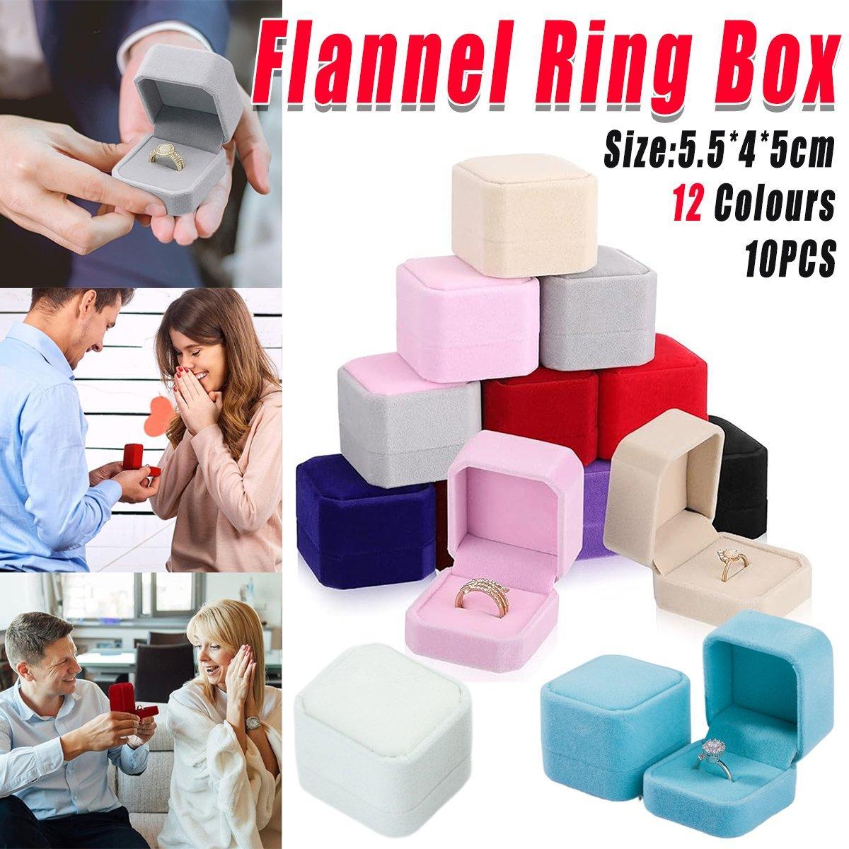 10X Flannel Ring Jewelry Earring Ring Jewelry Boxes Exquisite Gift Organizer - Apricot