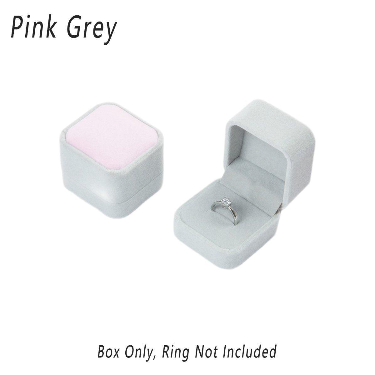 10X Flannel Ring Jewelry Earring Ring Jewelry Boxes Exquisite Gift Organizer - Pink Grey