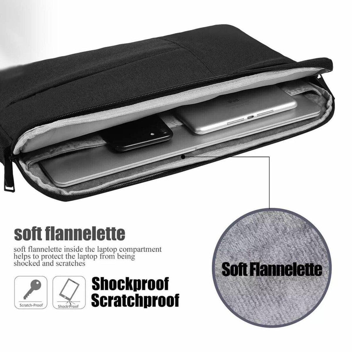 Laptop Sleeve Travel Bag Carry Case For Macbook Air Pro 15.6" - Dark Grey