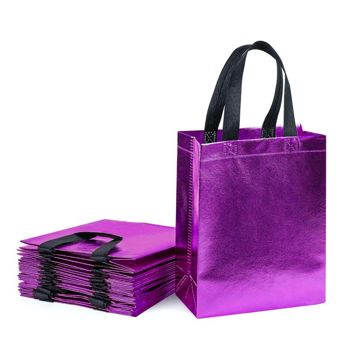 24pcs Laser Non Woven Gift Bags Tote Bags for Party Favor Wedding and Birthday - Rose Red
