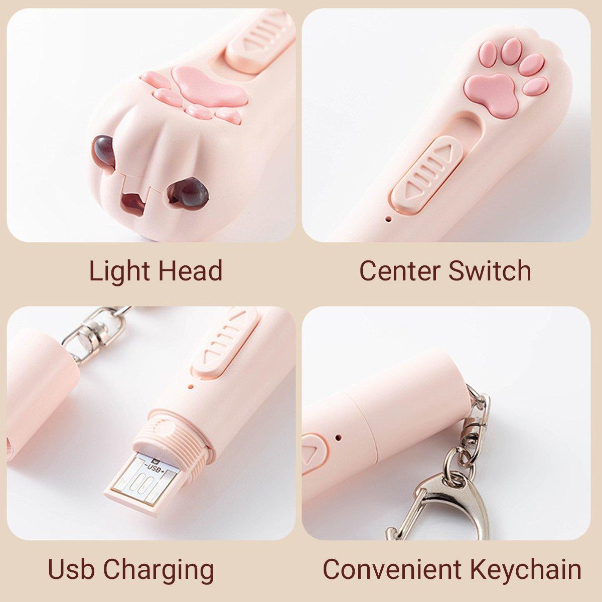 Mini Handheld Cat Claw Teasing Toy Interactive Pet Play Wand for Kitten Exercise - Pink