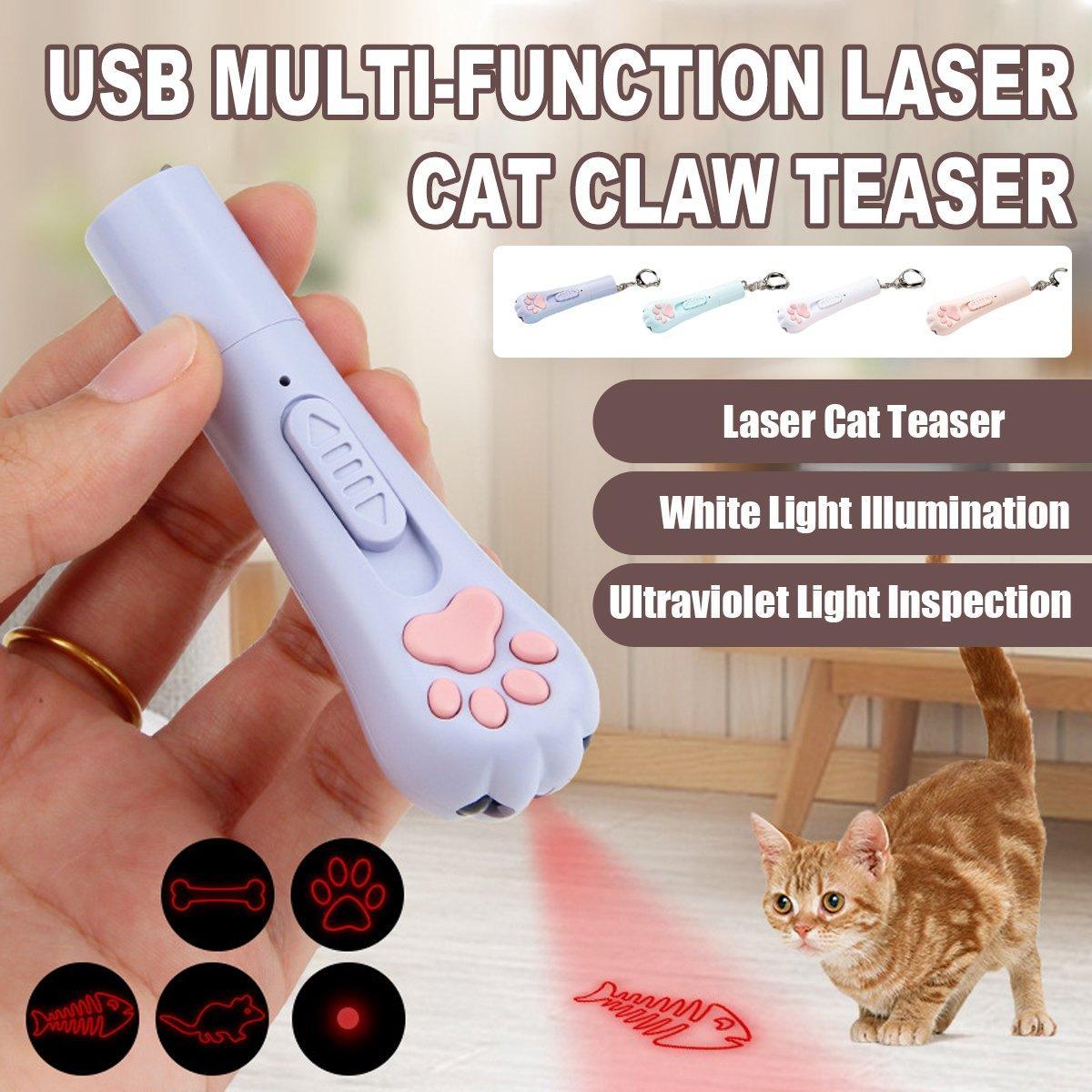 Mini Handheld Cat Claw Teasing Toy Interactive Pet Play Wand for Kitten Exercise - White