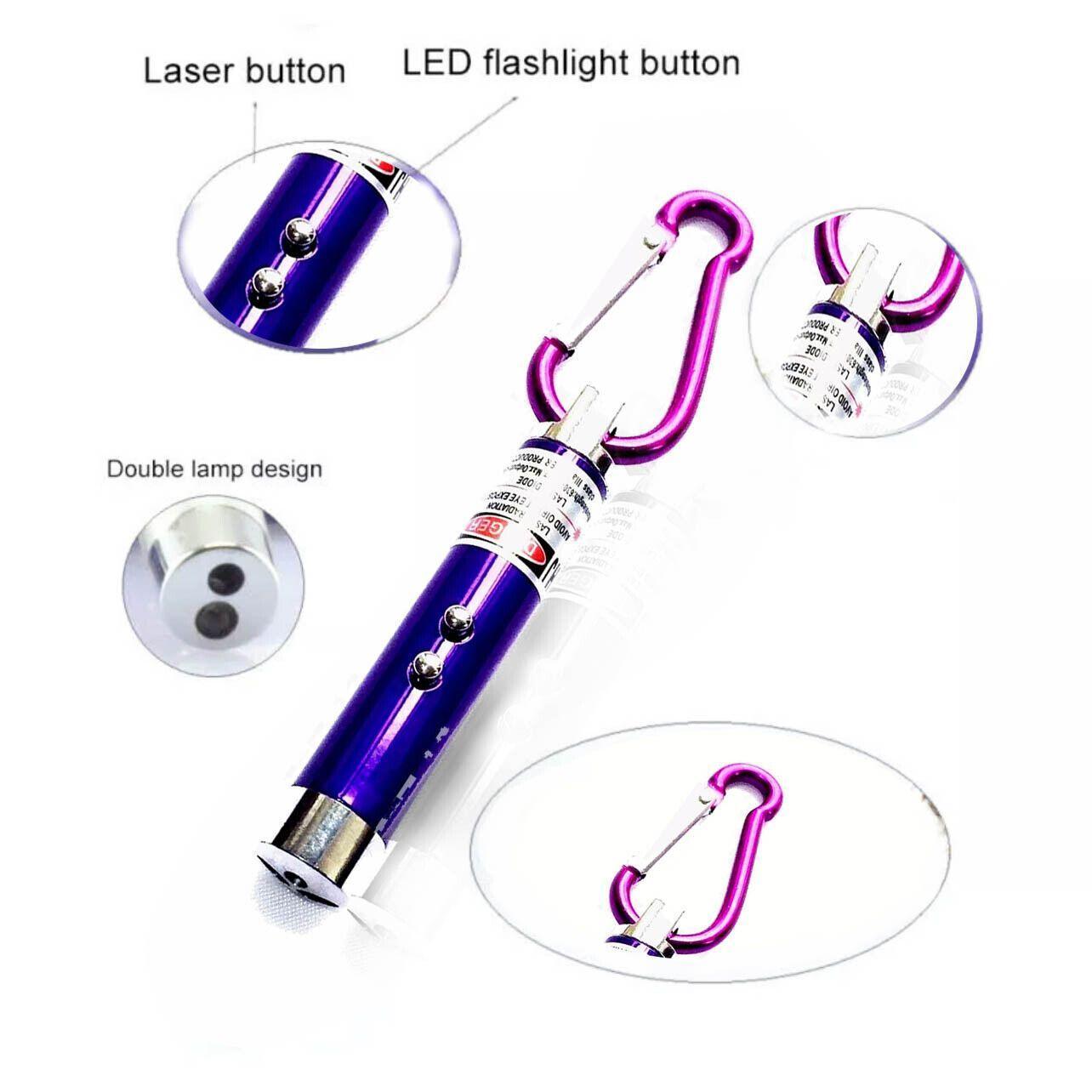 Interactive Cat Laser Pointer Toy with LED and UV Light for Pet Play Training - Black