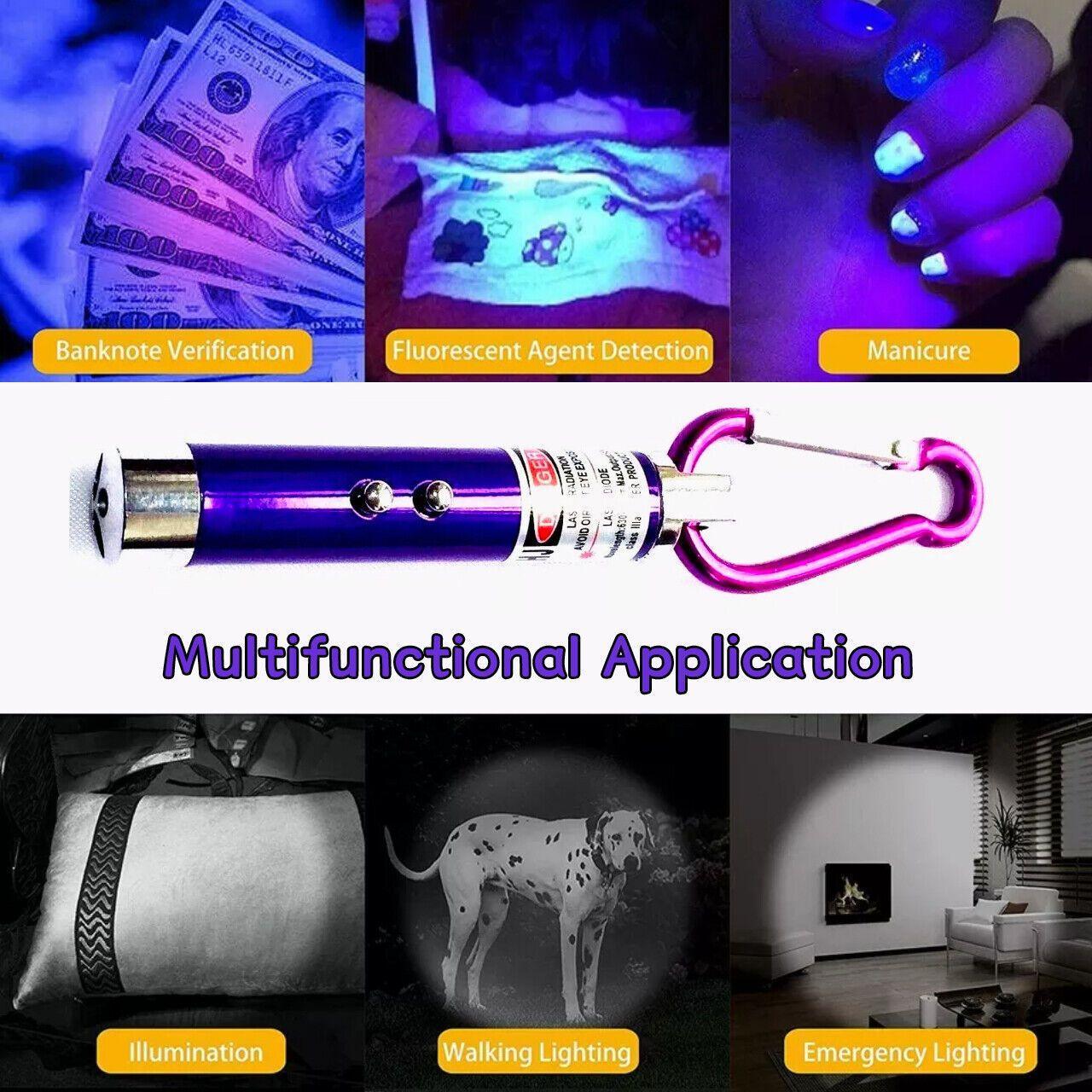 Interactive Cat Laser Pointer Toy with LED and UV Light for Pet Play Training - Purple