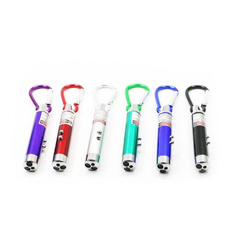 Interactive Cat Laser Pointer Toy with LED and UV Light for Pet Play Training - Silver