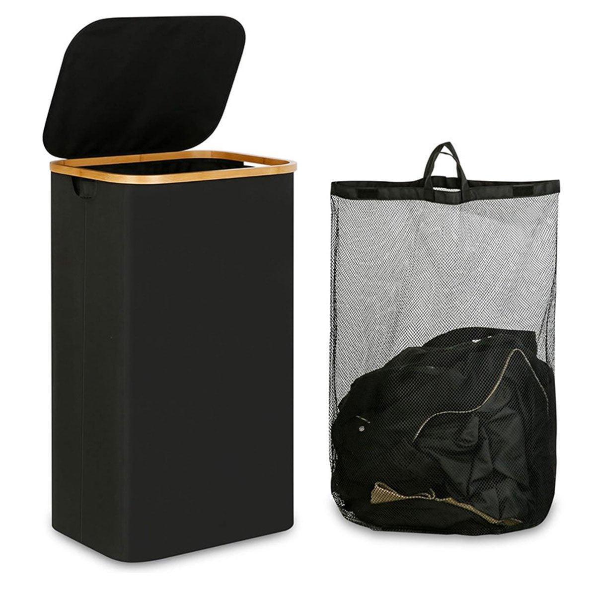 Bathroom Laundry Basket Large Clothes Hamper Dirty Laundry Storage Organizer - Black