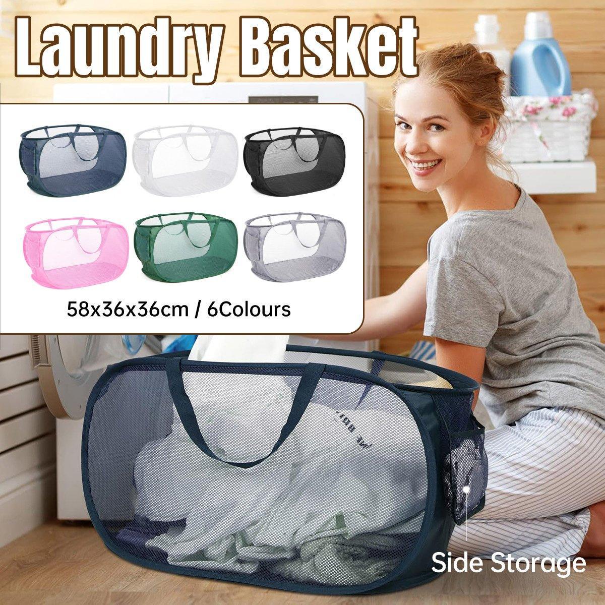 Large Folding Laundry Basket Collapsible Storage Organizer Dirty Clothes Hamper - Green