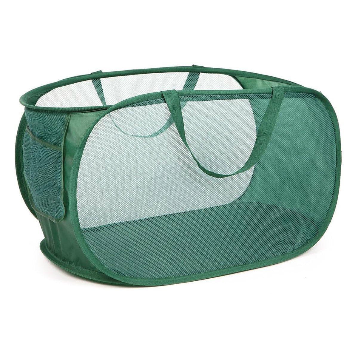 Large Folding Laundry Basket Collapsible Storage Organizer Dirty Clothes Hamper - Green
