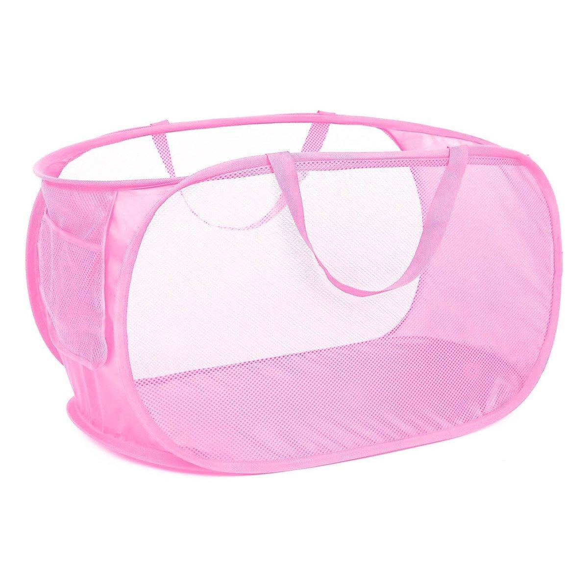 Large Folding Laundry Basket Collapsible Storage Organizer Dirty Clothes Hamper - Pink