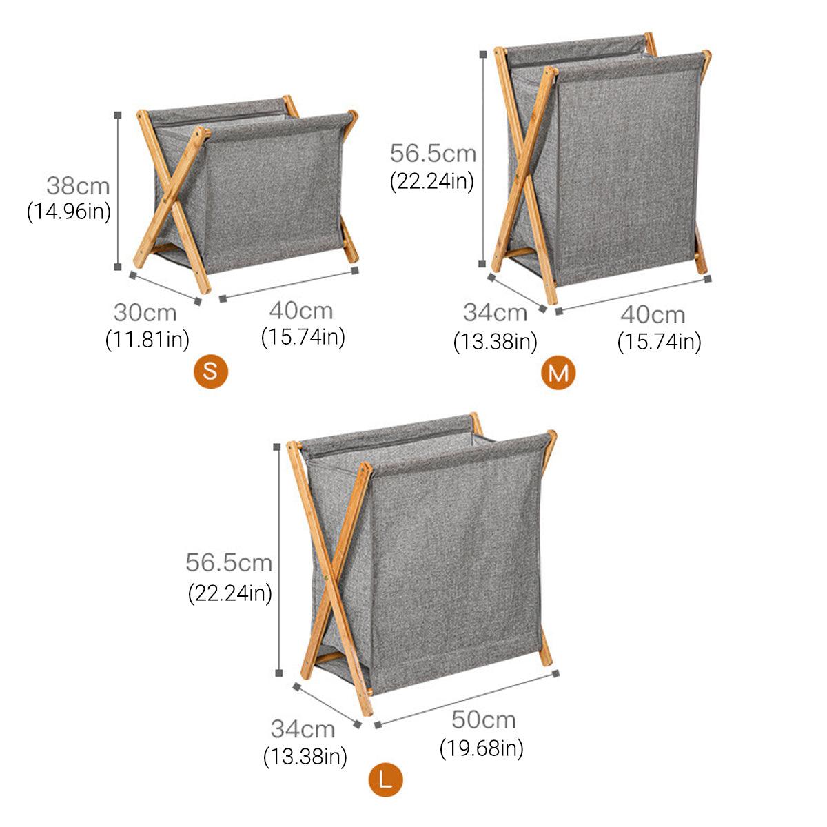 Wooden Collapsible Laundry Basket Dirty Clothes Storage Household Organizer - Beige-S