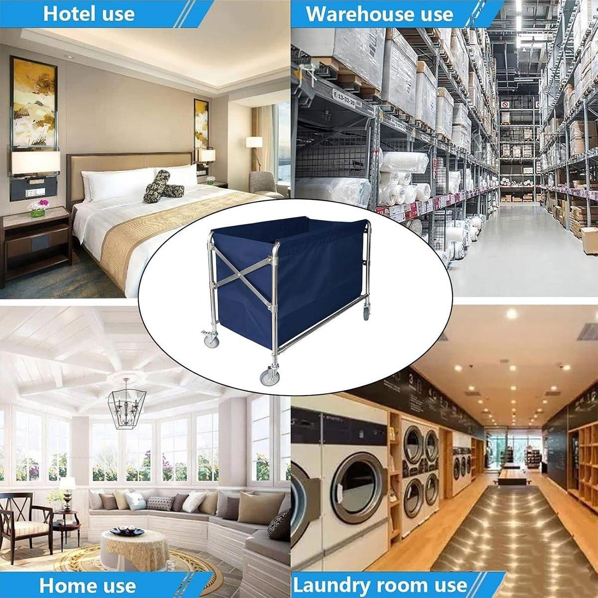 Folding Linen Trolley with Hand Push Design for Storage Room Cleaning Service