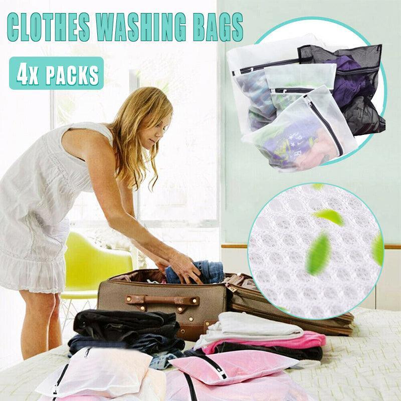 Essential Travel Wash Bag Set for Delicate Clothing – 4 Pack Mesh Bags