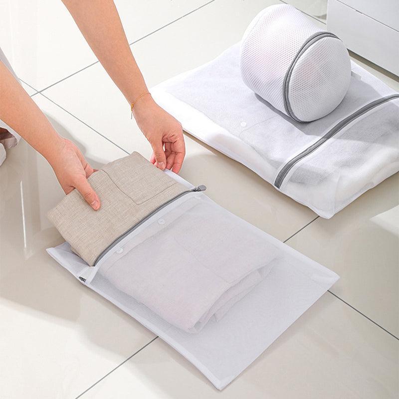 5pcs Zipper Mesh Laundry Bags Set Clothes Washing Organiser for Delicates - Grey