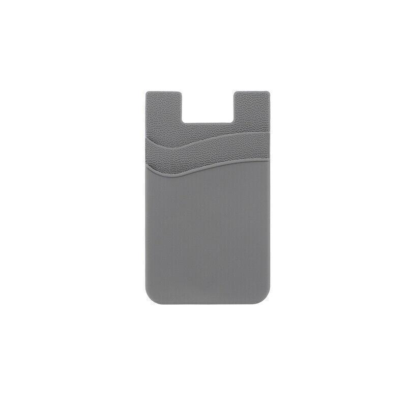 Silicone Phone Card Holder Double Layer Adhesive Wallet with 3M Backing - Black